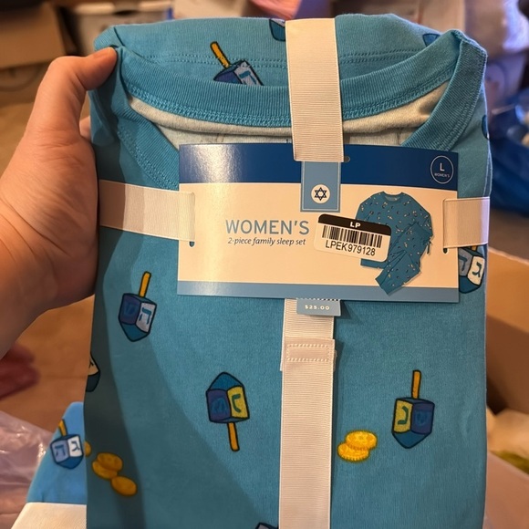 NIP Target Women’s Hanukkah Cotton Pajama Set Dreidel Print Blue Size Small - Picture 2 of 7
